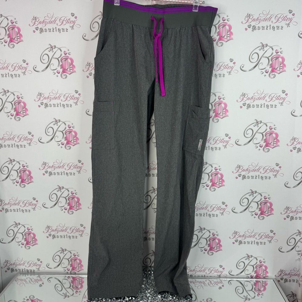 Scrub kulture health pro pants nurse doc Gray Lounge Pants with Purple Accents